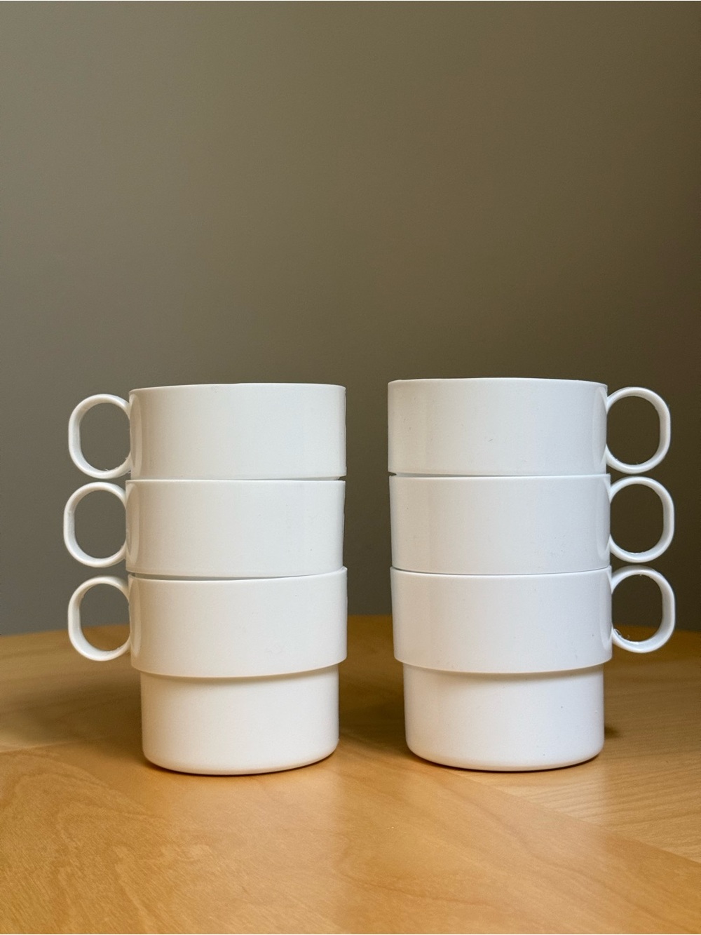 Set of 6 Plastic Mug Post Modern Stacking Cups Made in Thailand